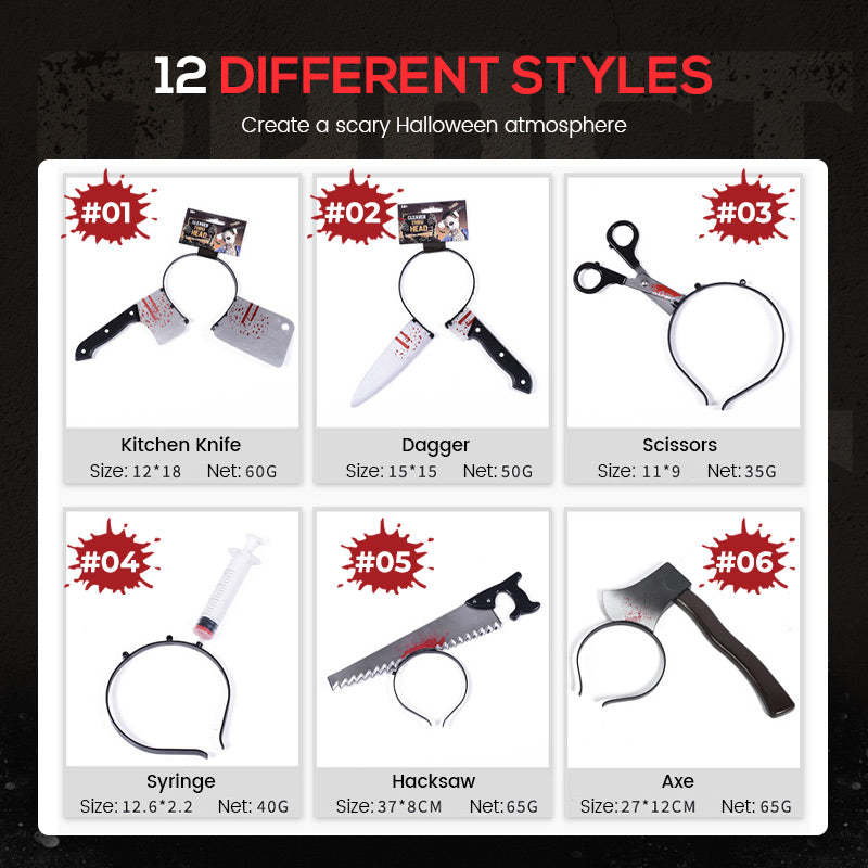 Pousbo® Halloween Through Head Knife Headbands