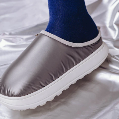 New Style Down Fabric Thick-Soled Warm Slippers