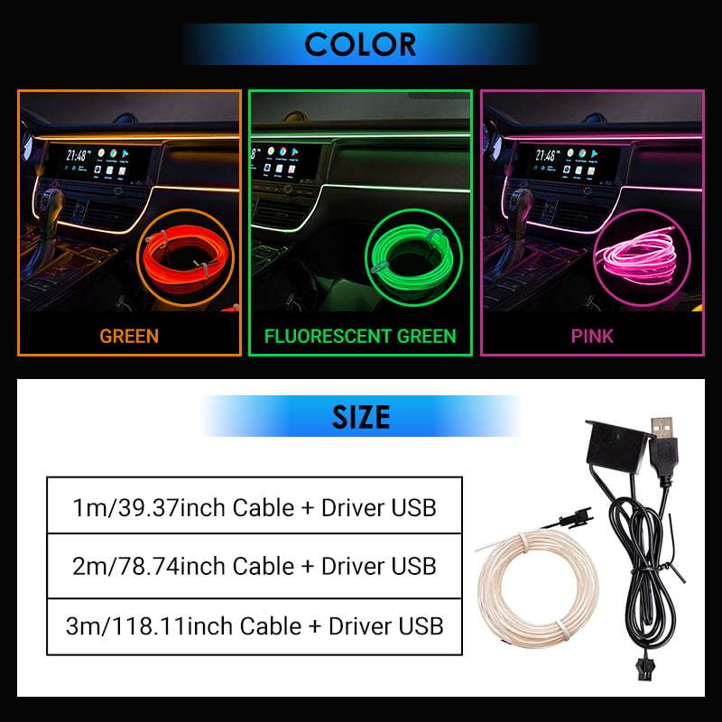 Pousbo® Car Ambient Light Cold Light Lamp Strip