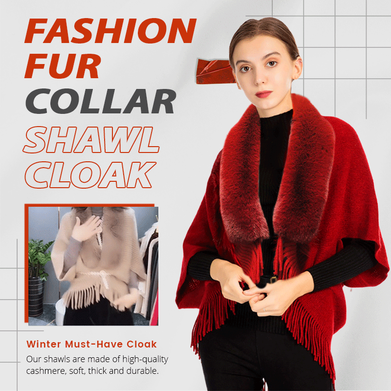 Fashion Fur Collar Shawl Cloak