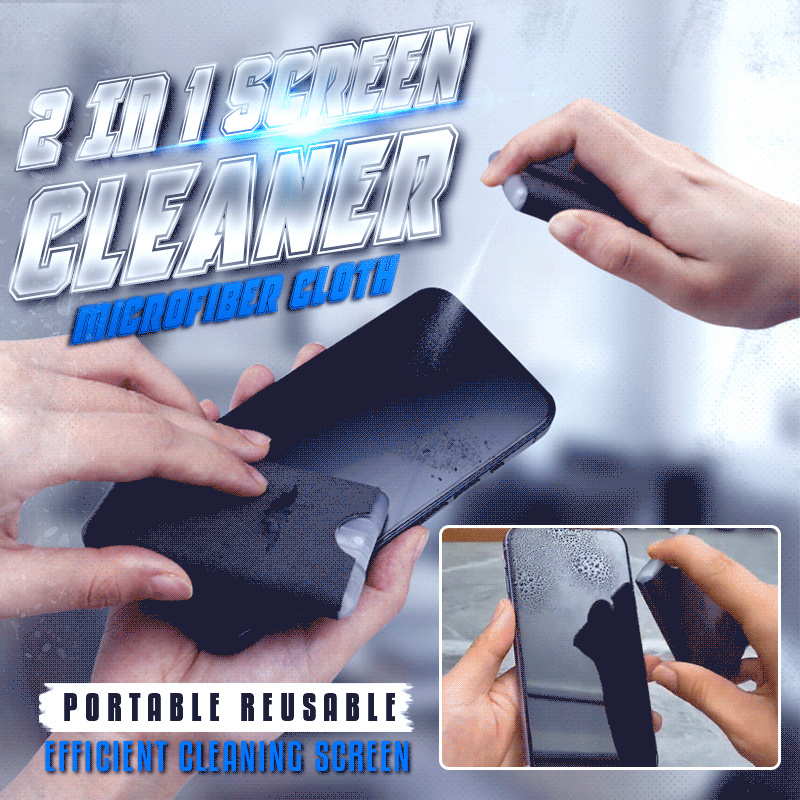 Nettoyant pour écran 2 en 1 et chiffon en microfibre（Achetez-en 2 et recevez-en 3 gratuitement）.