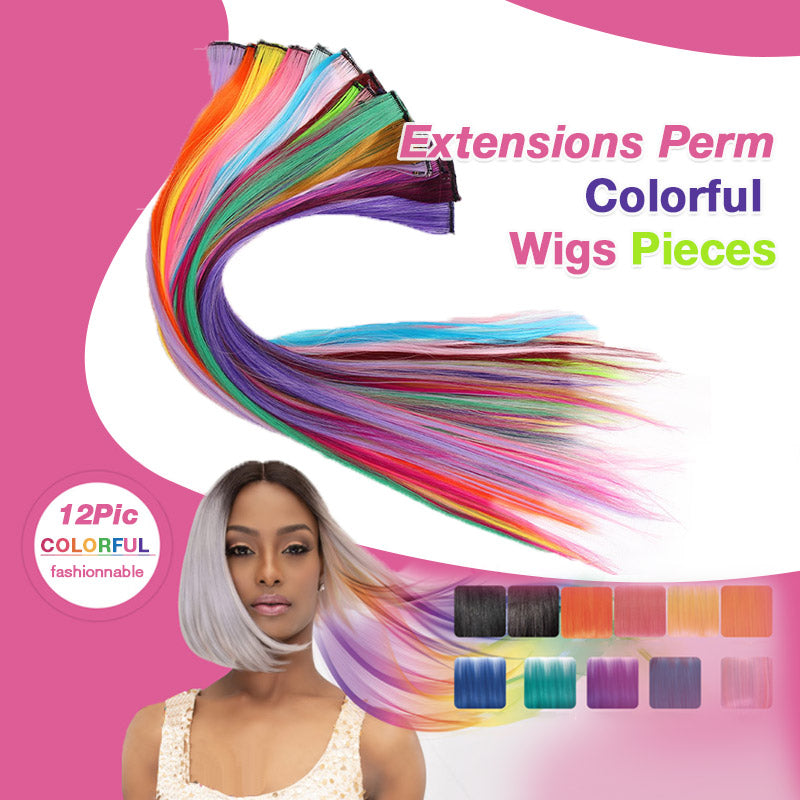 Extensions Perm Colorful Wigs Pieces (12 Pcs)