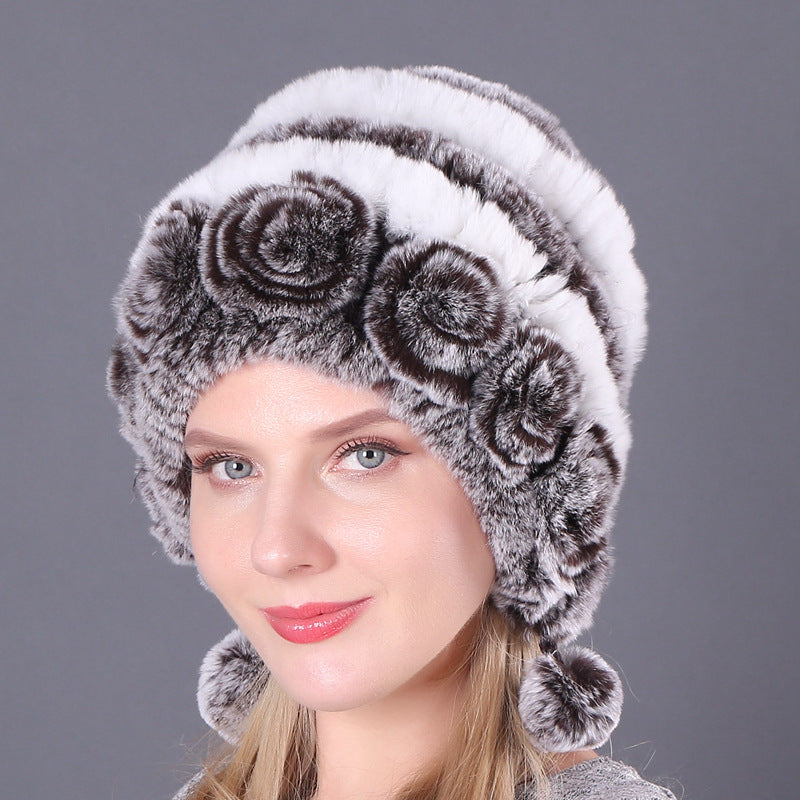 Pousbo® Women's Warm Rex Rabbit Fur Hat