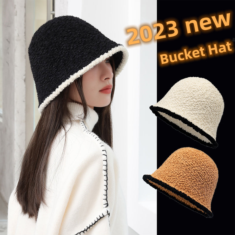 Autumn And Winter Simple Solid Color Knitted Bucket Hat for Women