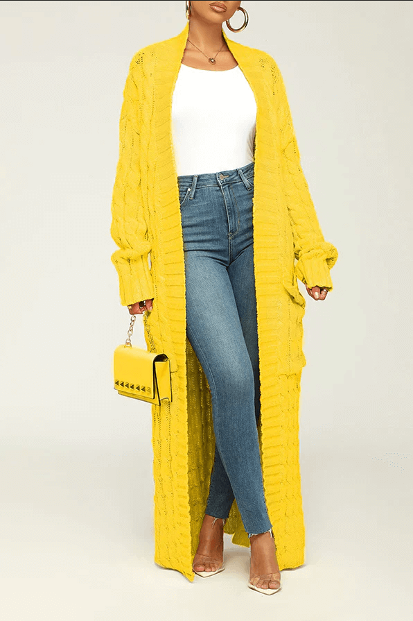 Dual Pocket Cable Knit Cardigan