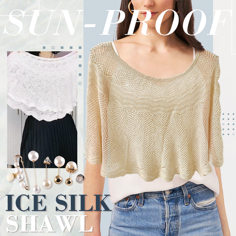Knitted Sun-proof Ice Silk Shawl (Gift Pearl Clips 6pcs/pack)