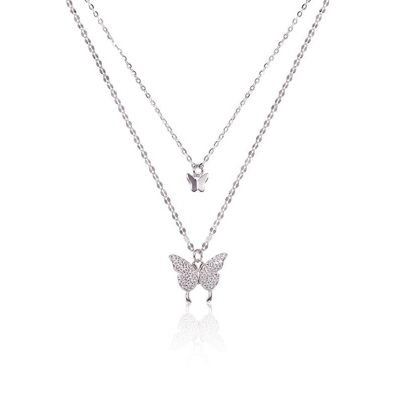 Delicate Shining Zirconia Butterfly Necklace
