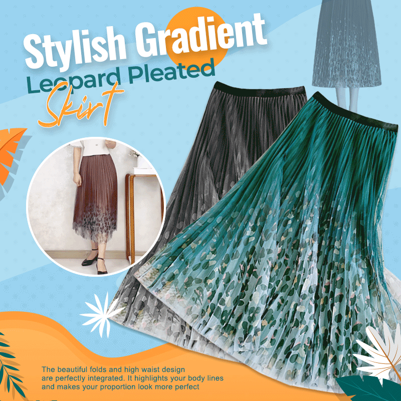 Stylish Gradient Leopard Pleated Skirt