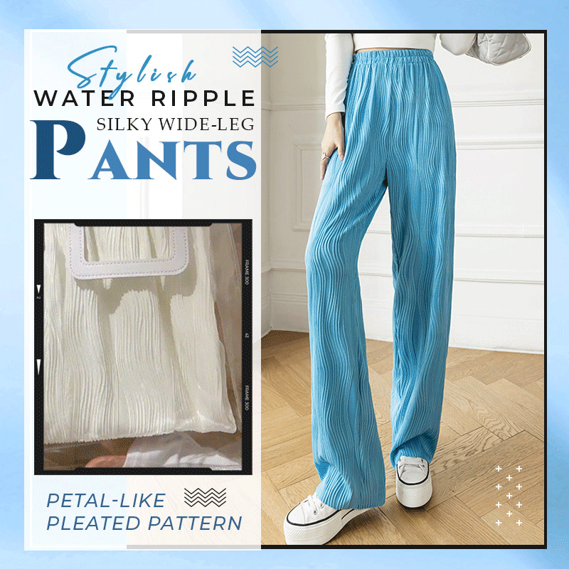 Stylish Water Ripple Silky Wide-leg Pants