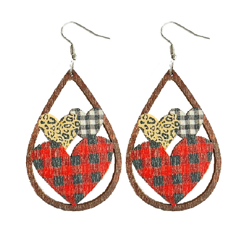 Flash Sale Wooden Bohemian Earrings Heart-Shaped-womenturquoise