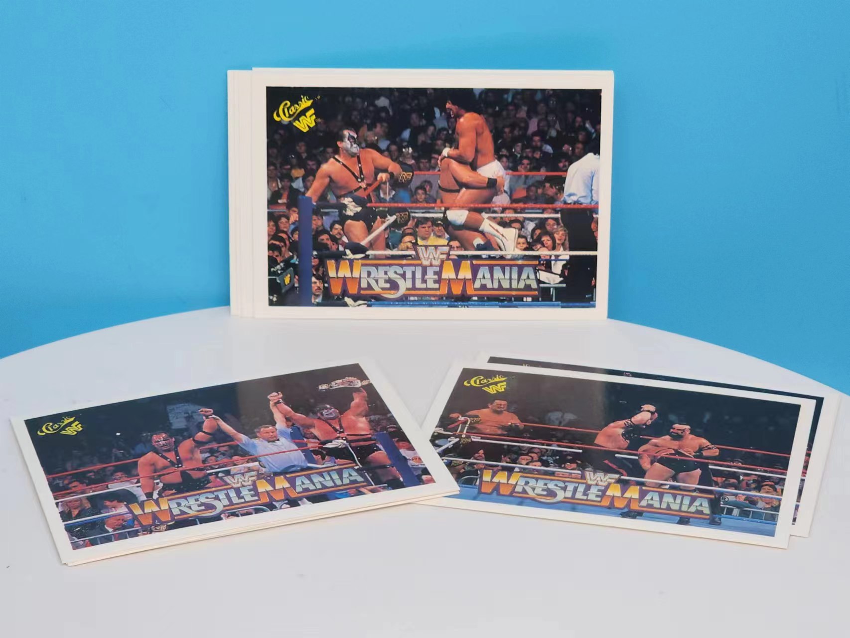 5 Random WWF Wresltemania 1990 Trading Cards