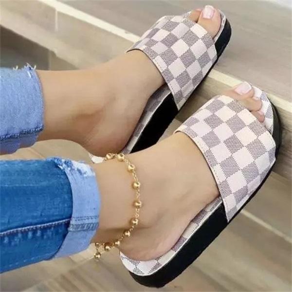 Shoemona Women Fashion Plaid Comfortable Casual Sandals