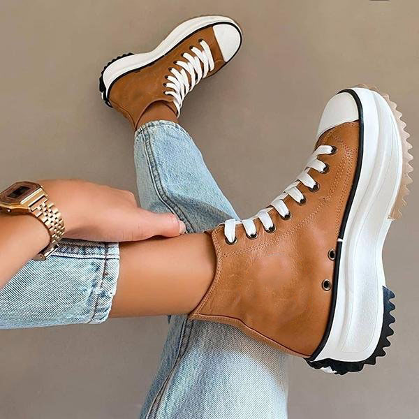 Shoemona Non-Slip Sole High Top Lace Up Boots