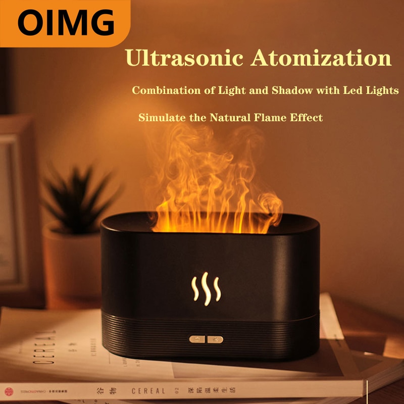 180ML USB Essential Oil Diffuser Simulation Flame Ultrasonic Humidifier Home Office Air Freshener Fragrance Sooth Sleep Atomizer