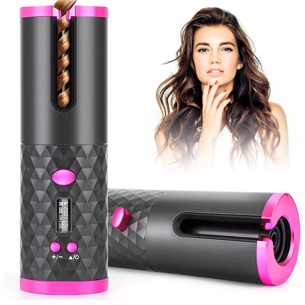 Cordless Automatic Hair Curler Rollers for woman Curling Iron Curls Waves USB recharge Ceramic Curly Rotating Curling Styer Tool