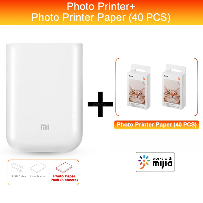 New Xiaomi Portable Mini Printer Mijia Mi ZINK Photo Pocket Printer AR Video Thermal DIY Color Print Sticker-A1Smartshop