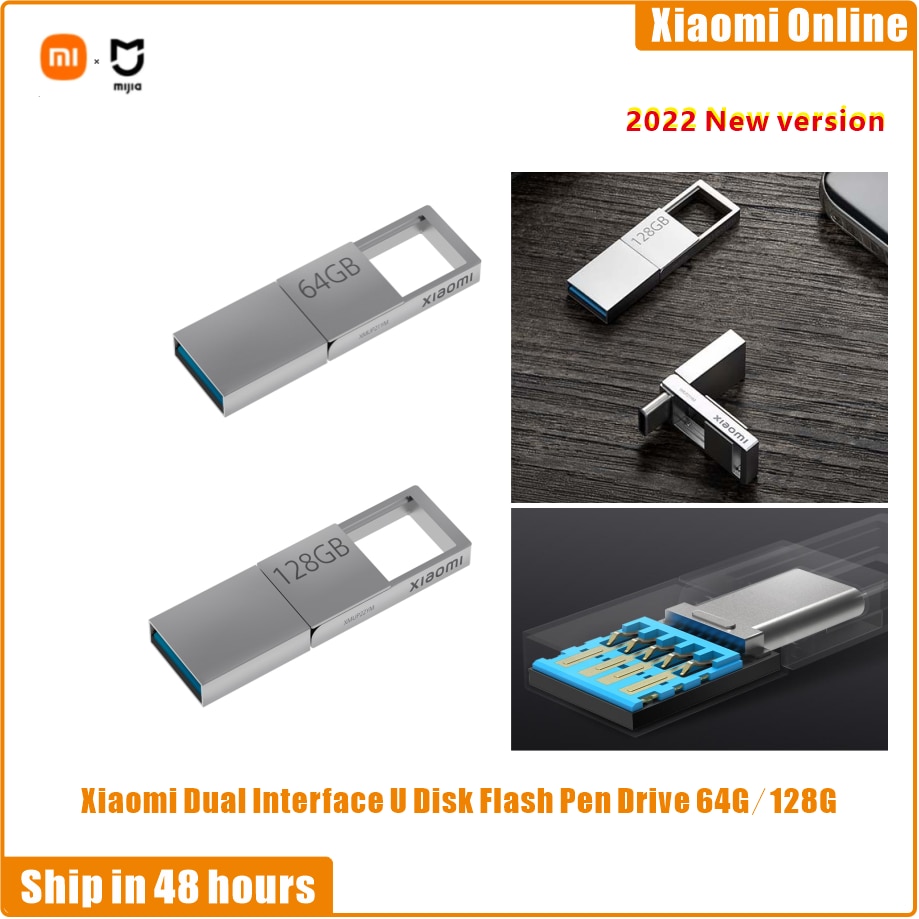 2022 Xiaomi Dual Interface U Disk Flash Pen Drive 64G 128G Mini Metal stick USB 3.2 Type-C Pen Drives 
