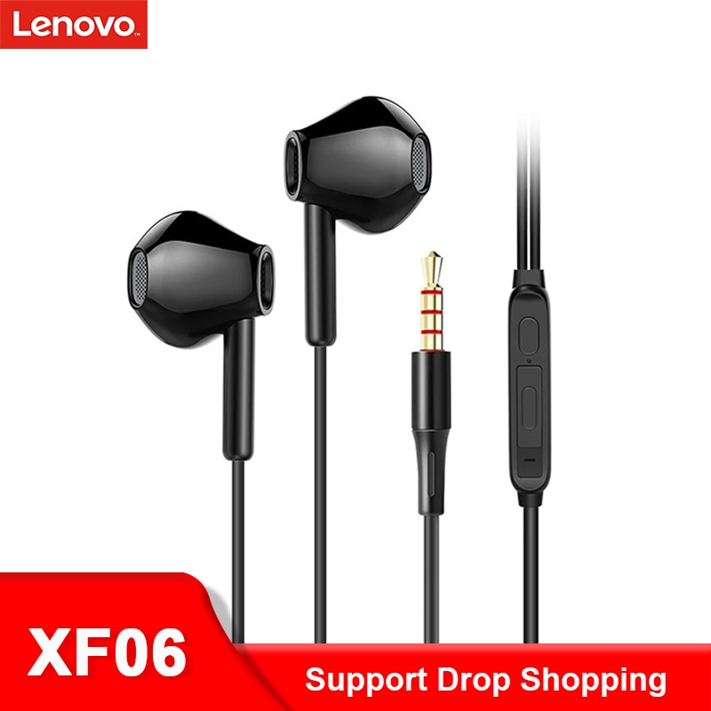 Lenovo XF06 Wired Headphones Noise Canceling In-Ear Headset Wired Earphones with Mic