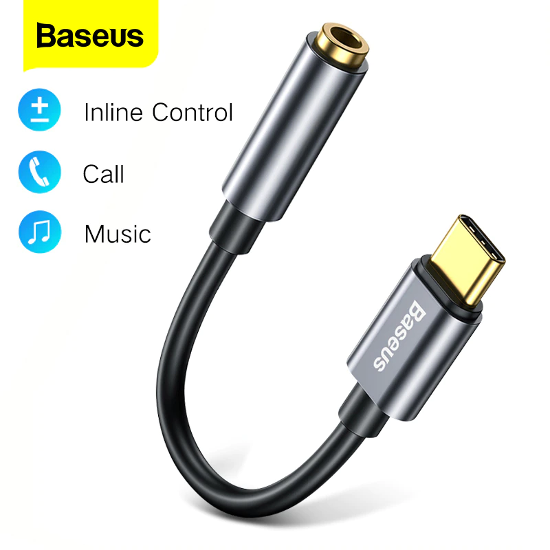 Baseus Type C 3.5 Jack Earphone USB Type C to 3.5mm Aux Adapter Headphone Audio Cable For Huawei Honor Xiaomi mi 10 9 8 Oneplus