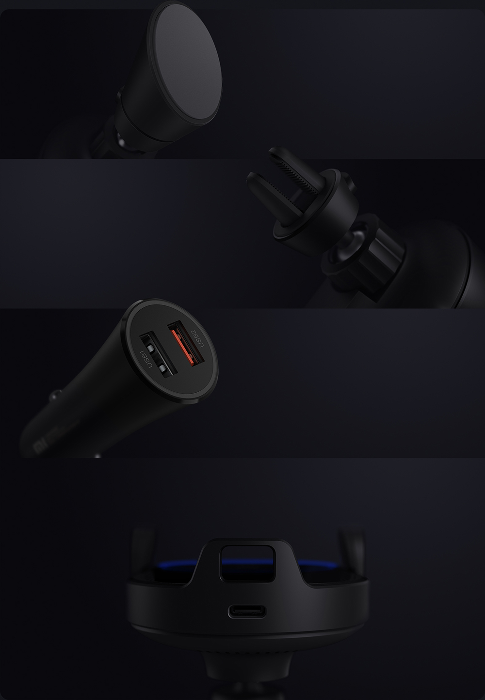 Xiaomi Mijia Wireless Car Charger Fast Charge 20W Max Electric Auto Pinch 2.5D Glass Ring Lit For Mi 9 10W 7