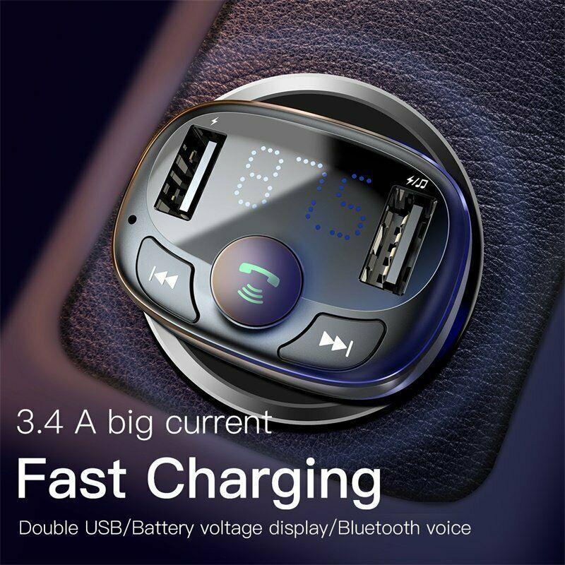 Baseus Wireless Bluetooth Car FM Transmitter MP3 Player 2 USB Charger Handsfree-A1Smartshop