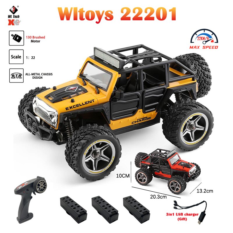 Wltoys 22201 RC Car 1/22 2.4G 2WD Vehicle Models Propotional Control Withe W/Light Truck Off-Road Truck
