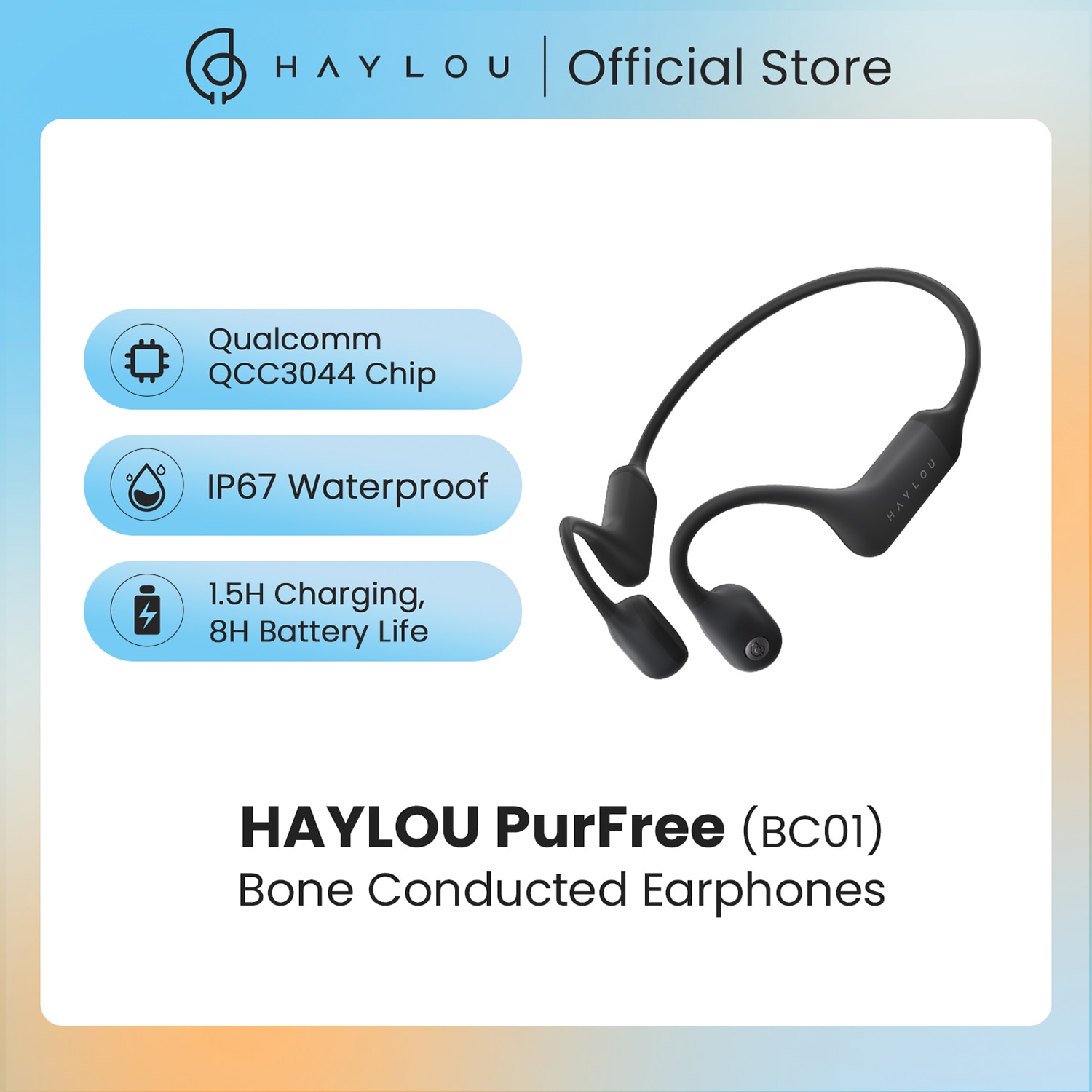 2022 New HAYLOU PurFree (BC01) Bone Conduction Headphones Qcc3044 V5.2 Bluetooth Earphones  -A1Smartshop
