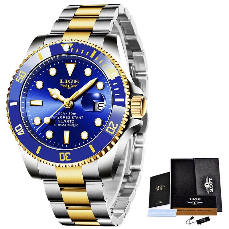 LIGE Top Brand Luxury Fashion Diver Watch Men Waterproof Date Clock Sport Watches-A1Smartshop