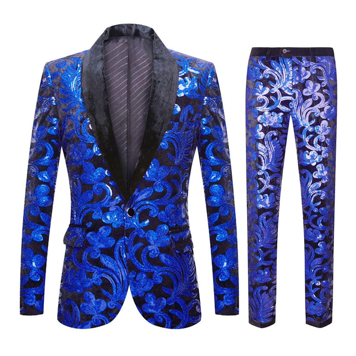 Multicolor Velvet Sequins Suit S8055