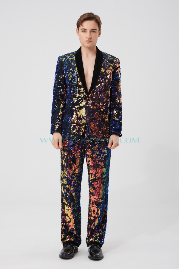 Multicolor Velvet Sequins Suit S8055-3-DOOHOOB