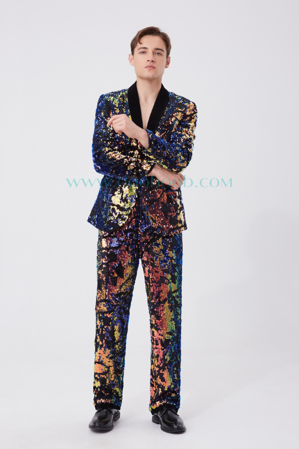 Multicolor Velvet Sequins Suit S8055-3-DOOHOOB
