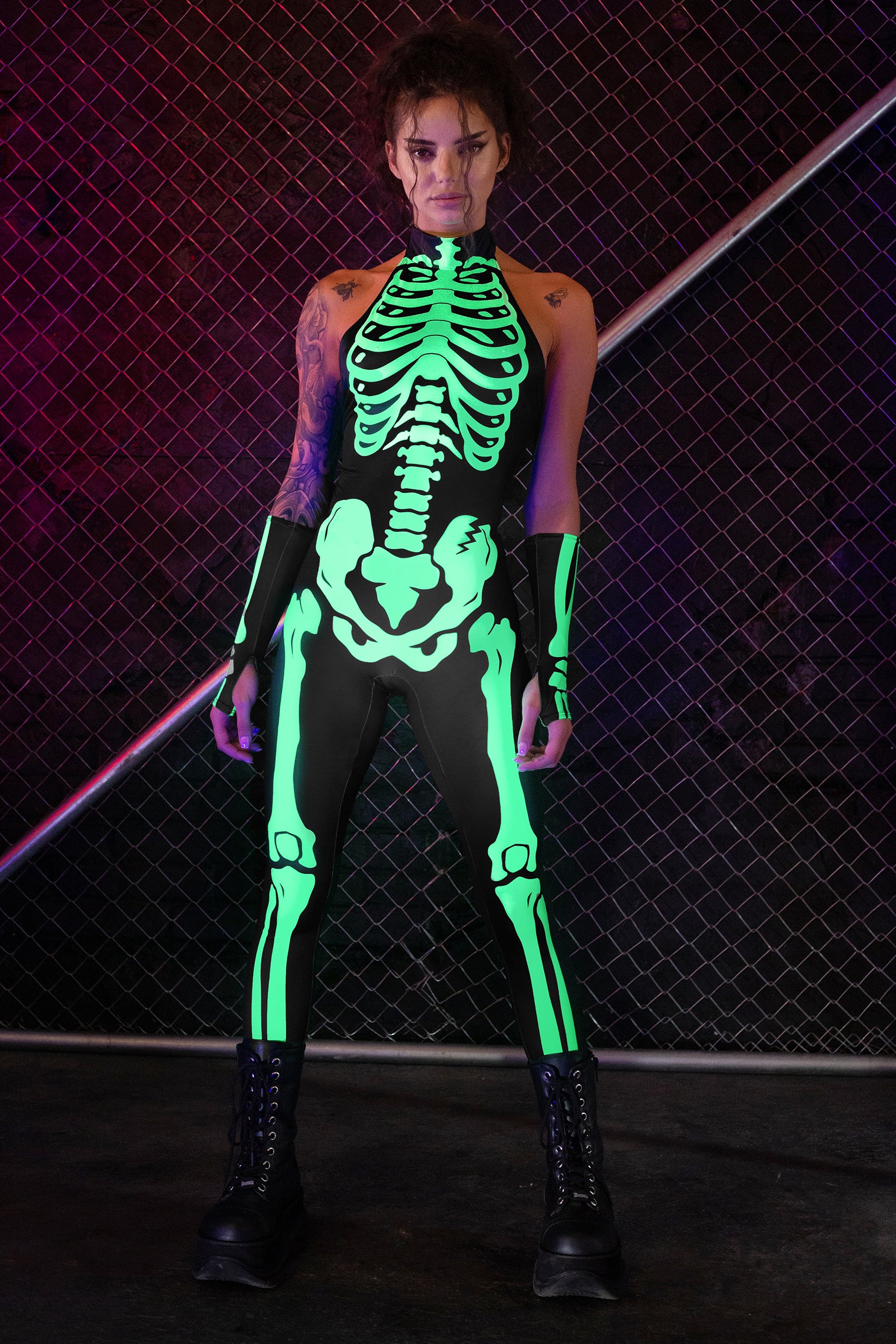 Neon Fervent Bodysuit_Fashionable Costume Set_VIVIDHE