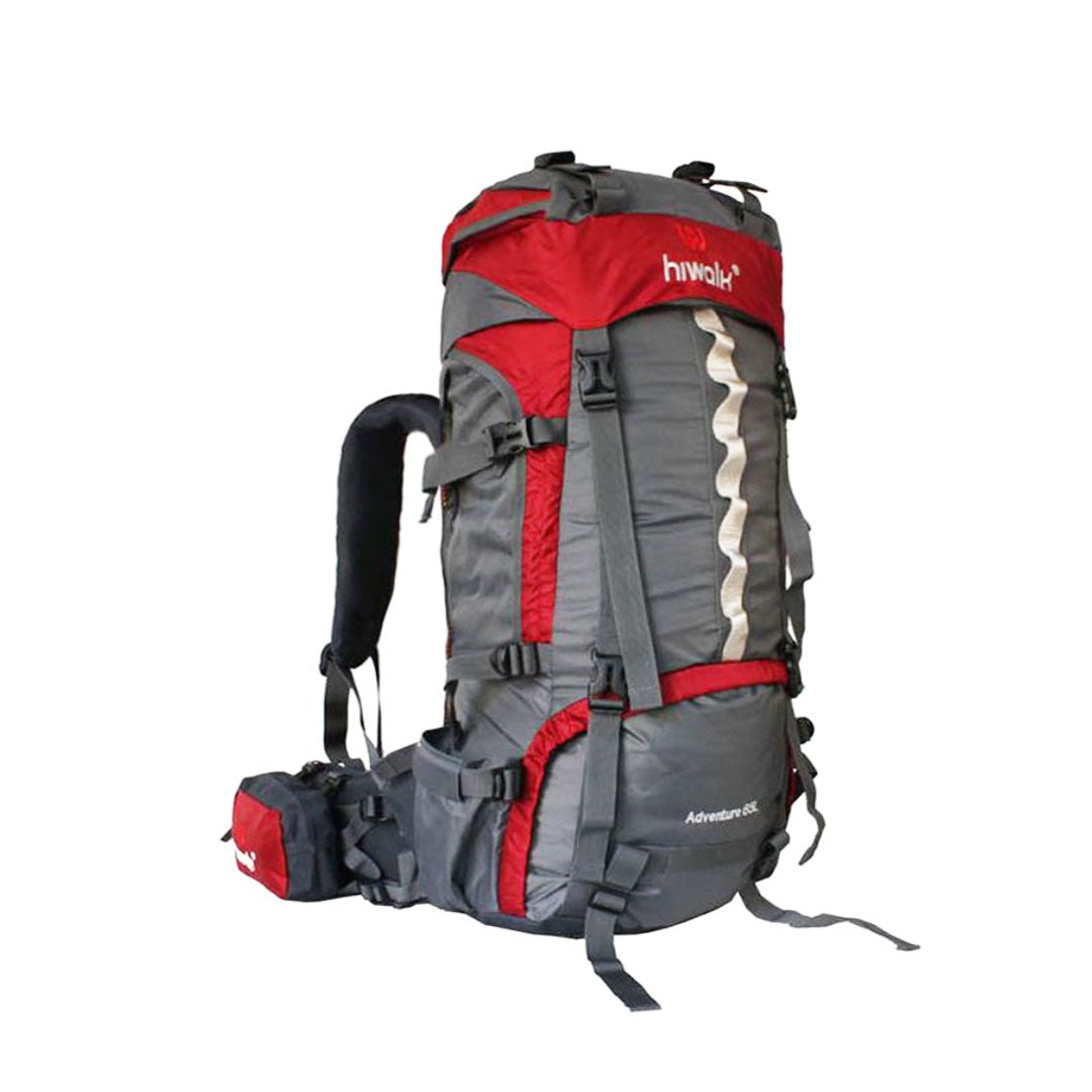 HIWALK 65L+5L Hiking Backpack-Red