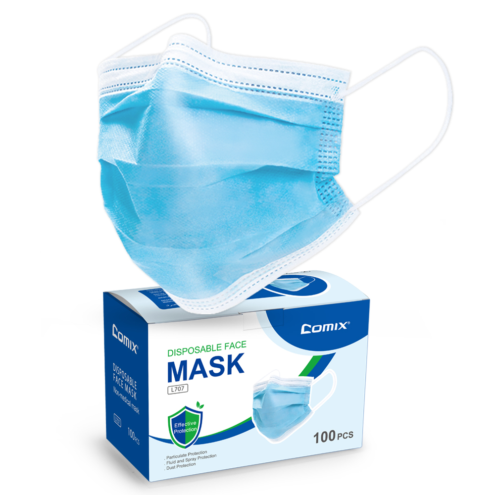 Comix Face-Mask with 3-Layer Disposable Face Masks, Pack of 100