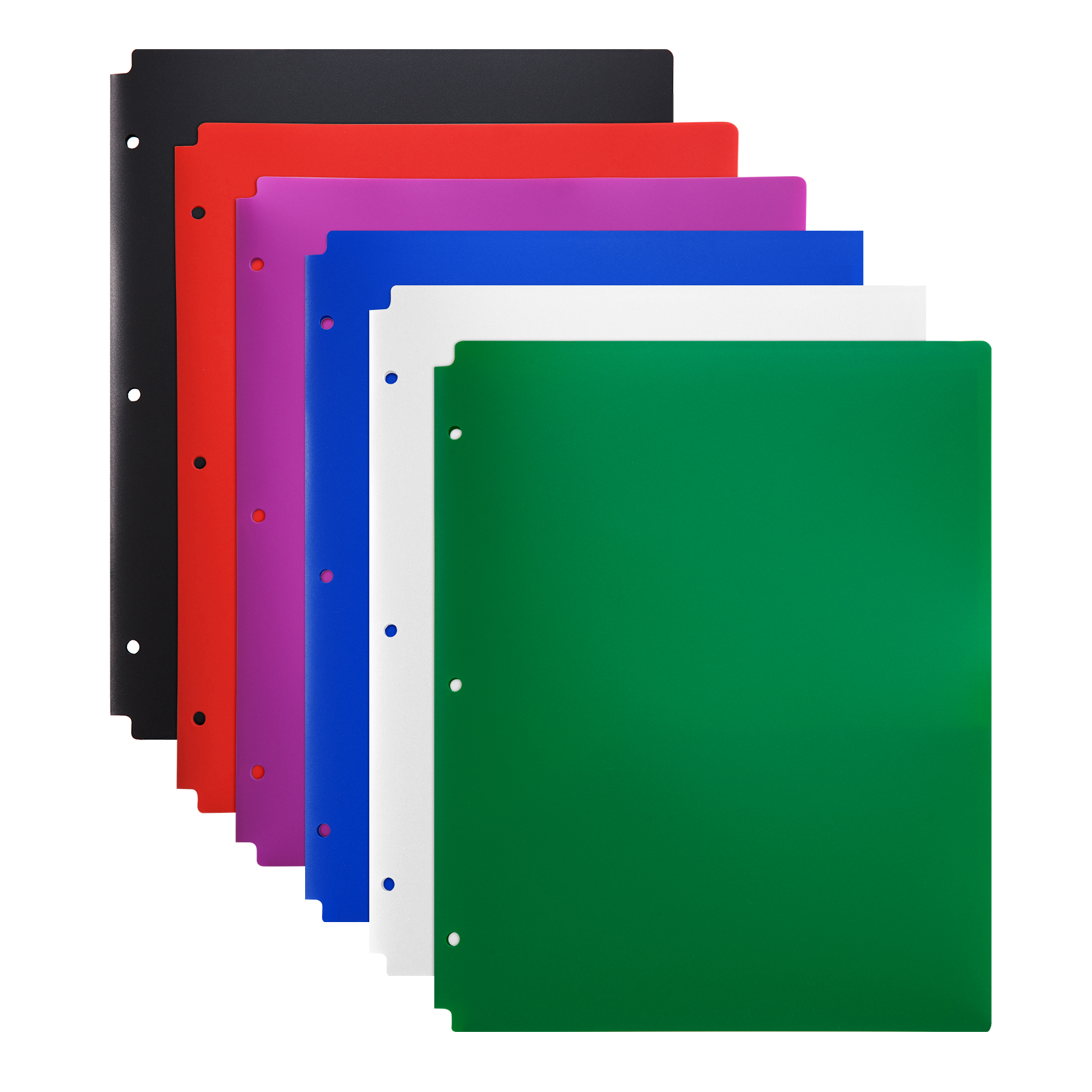 Comix Plastic Folders with Pockets,Poly 2 Pockets File Folder with 3 Holes Letter Size, Fits 3 Ring Binder for Office School Folders - 12 Pack 6 Assorted Colors