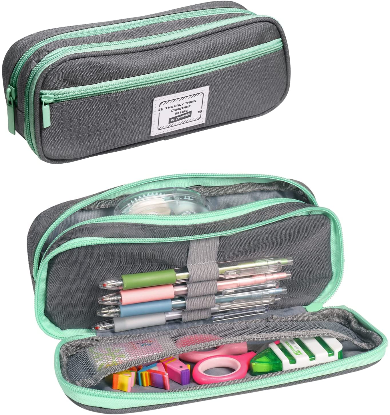 Comix Large Capacity Pencil Case with 3 Compartments for Boys Girls School Supplies
