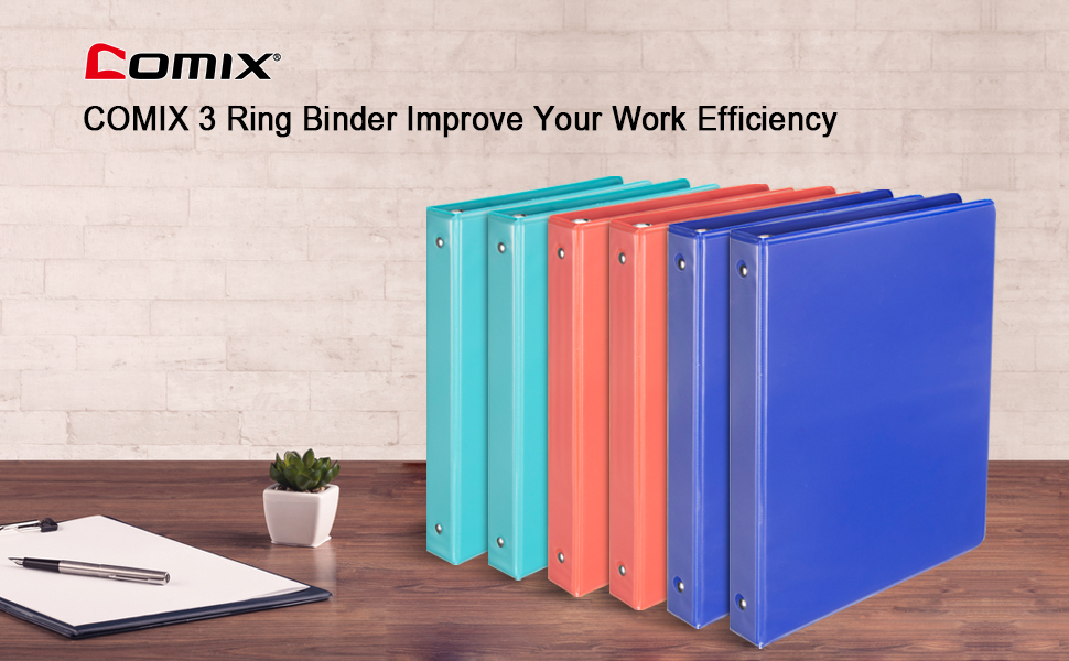 COMIX A2130 Basics Durable View Binder 3 Ring Binder 200-Sheet Capacity 4-Pack 4 White 
