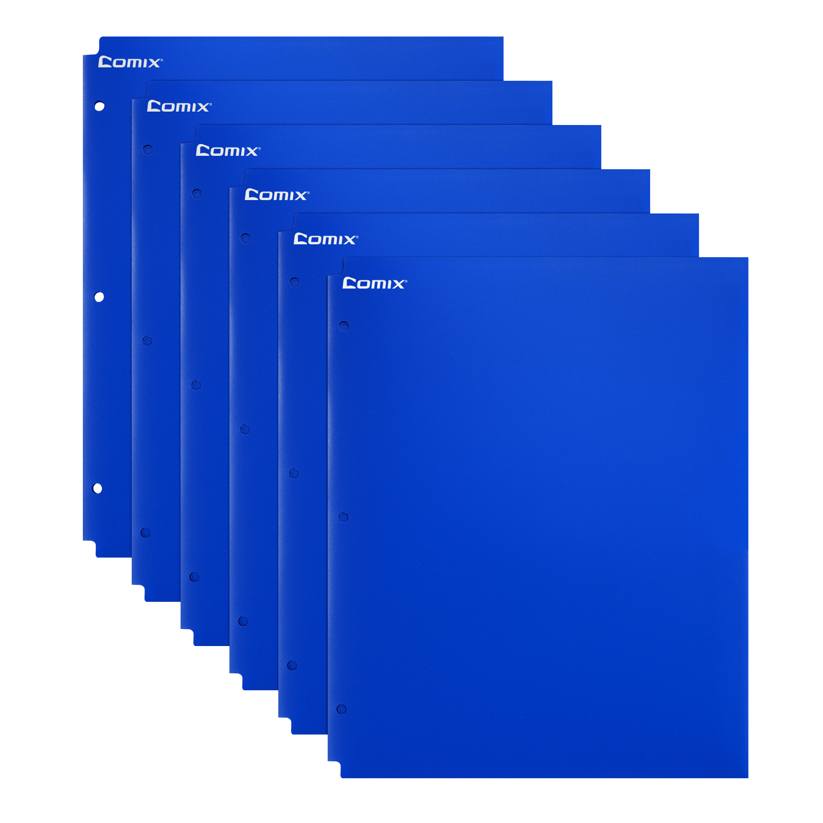 Comix Plastic Folders with 2 Pocket and 3 Holes, Binder Folders with Pockets Hold Letter Size Paper for School and Office,12 Pack (A2140Blue)