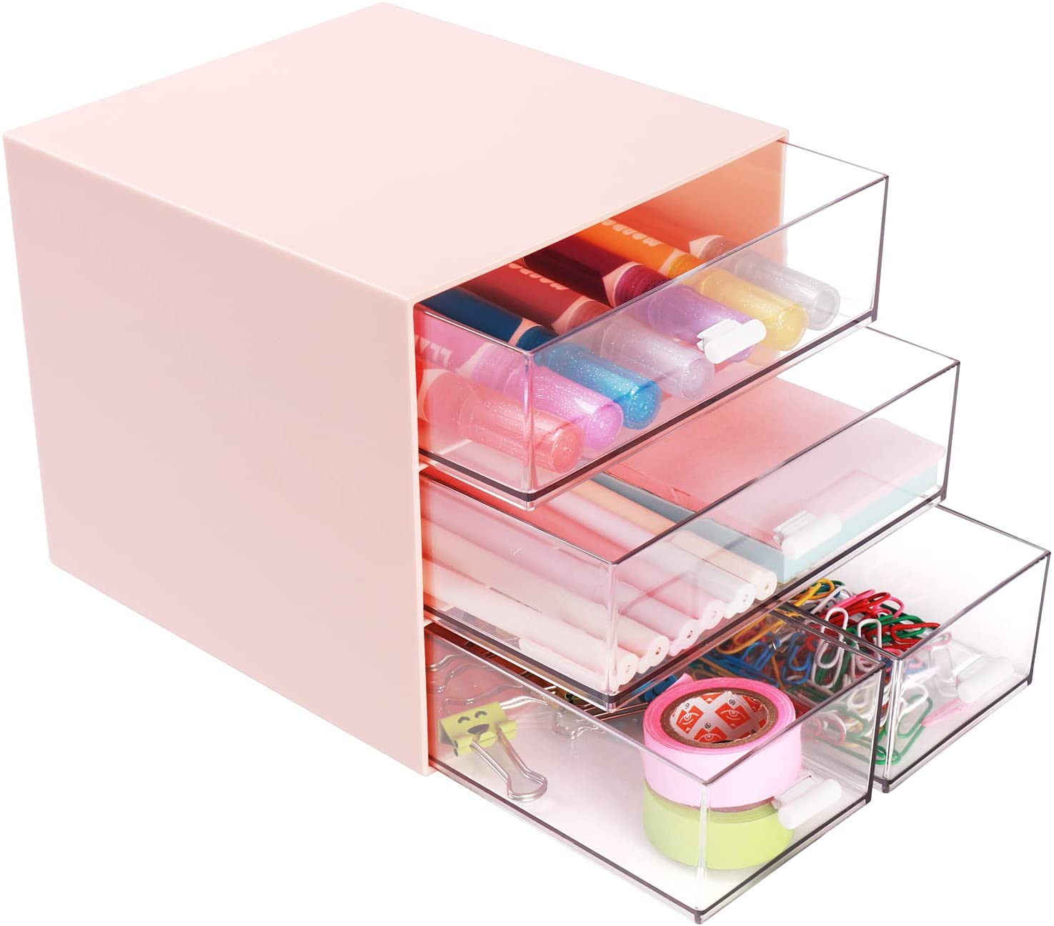 Comix Plastic Desk Organizer with 4 Drawers for Office School Home