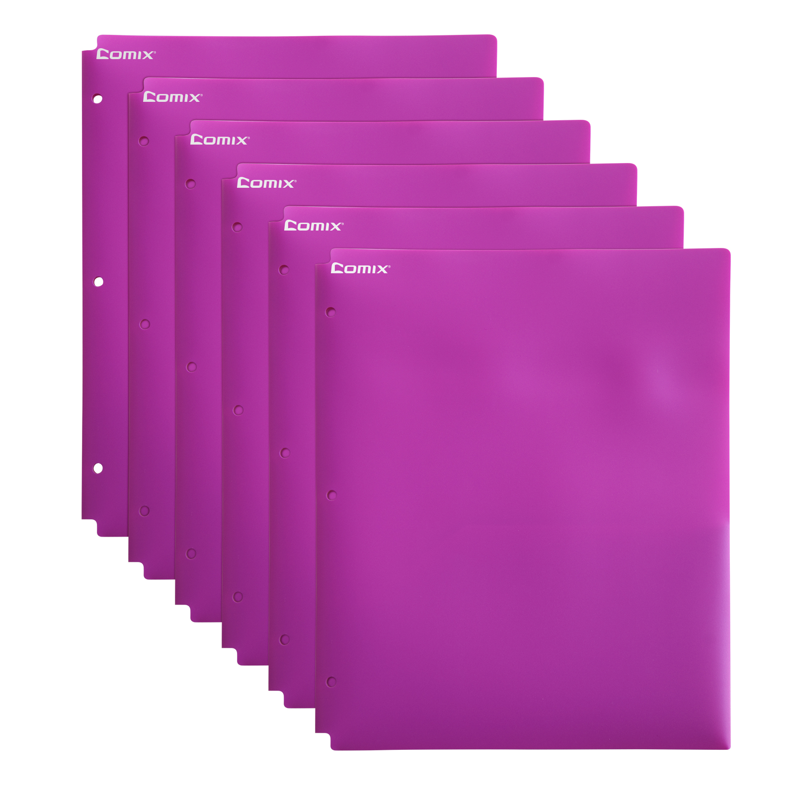 Comix Plastic Folders with 2 Pocket and 3 Holes, Binder Folders with Pockets Hold Letter Size Paper for School and Office,12 Pack (A2140Pink)
