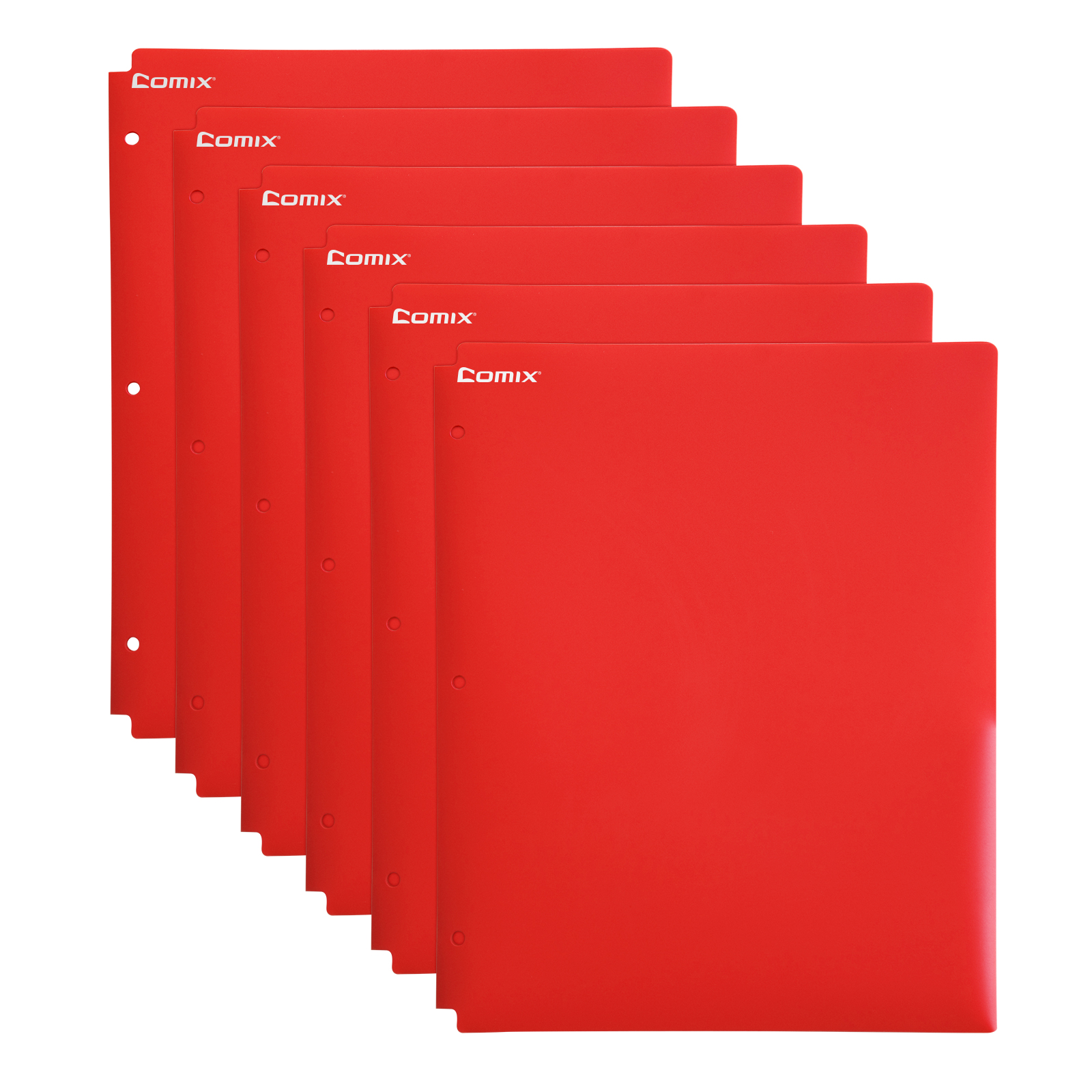 Comix Plastic Folders with 2 Pocket and 3 Holes, Binder Folders with Pockets Hold Letter Size Paper for School and Office,12 Pack (A2140Red)