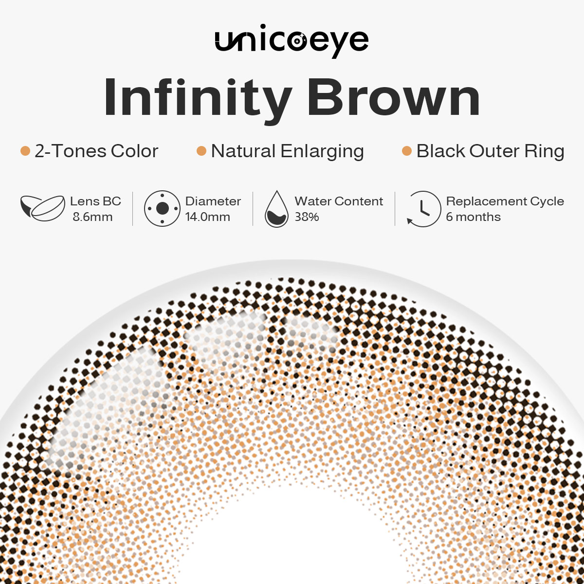 [US Warehouse] Infinity Brown Prescription 6 Months Contact Lenses