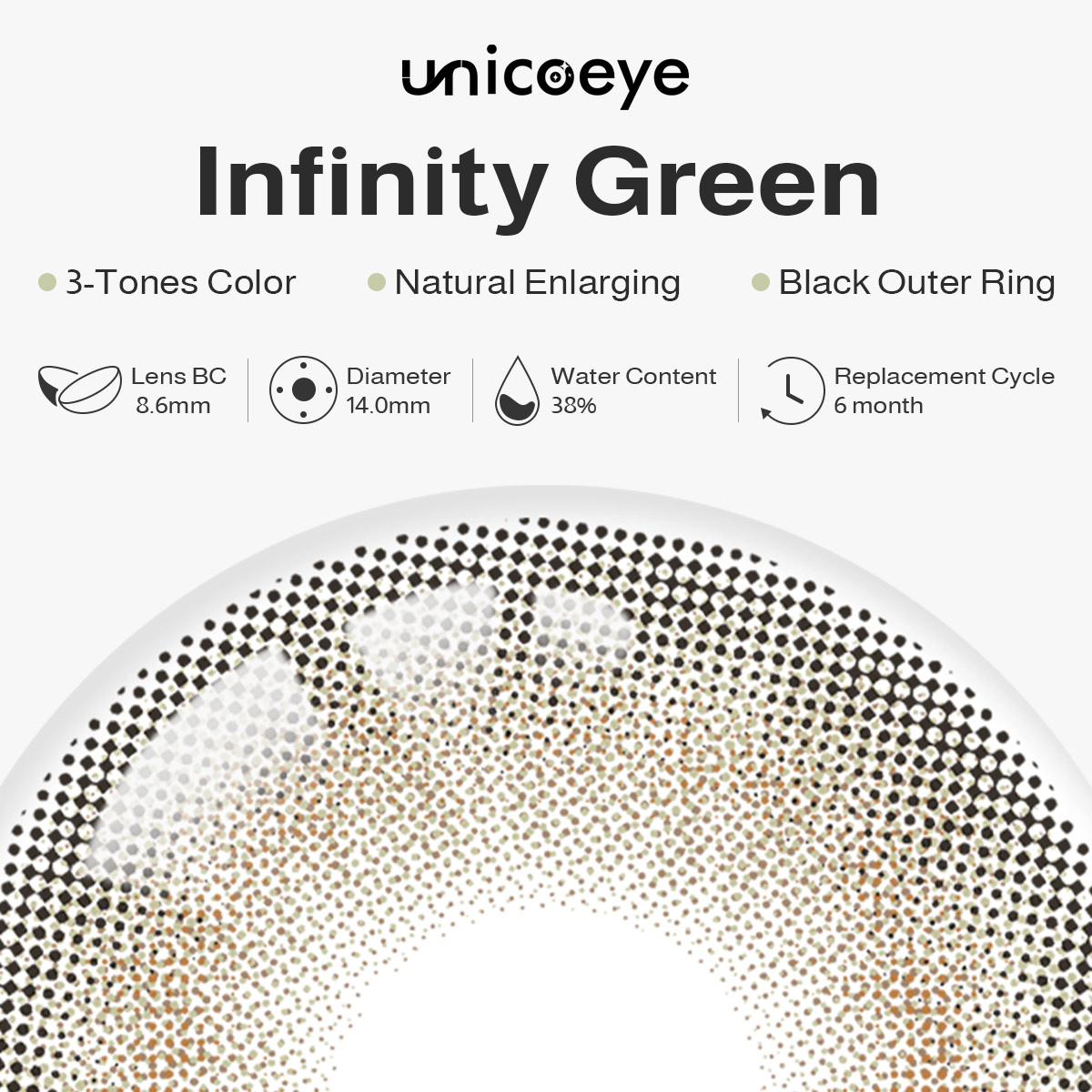 [US Warehouse] Infinity Green Prescription 6 Months Contact Lenses