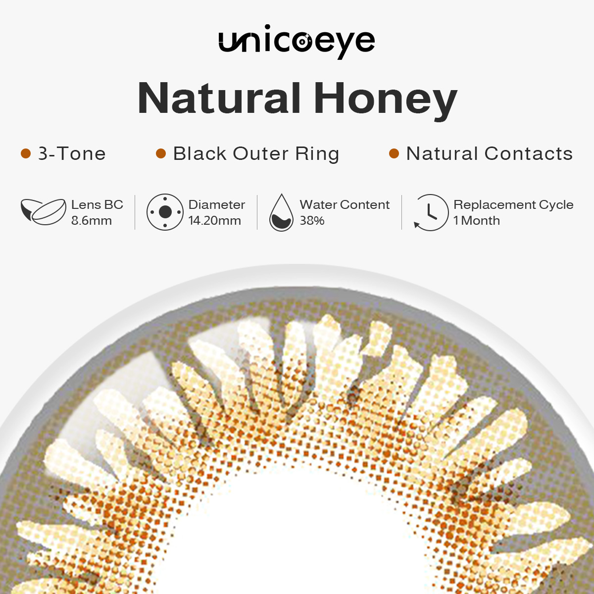 [US Warehouse] Natural Honey Prescription Monthly Contact Lenses