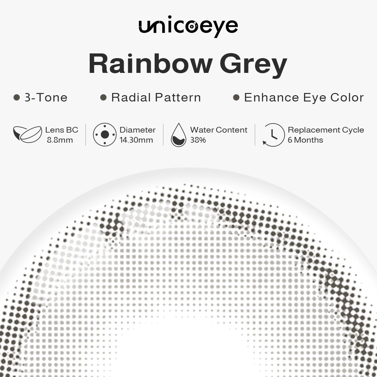 [US Warehouse] Rainbow Bassia Grey Prescription 6 Months Contact Lenses