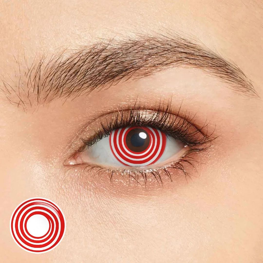 Swirl Red White Cosplay Contact Lenses