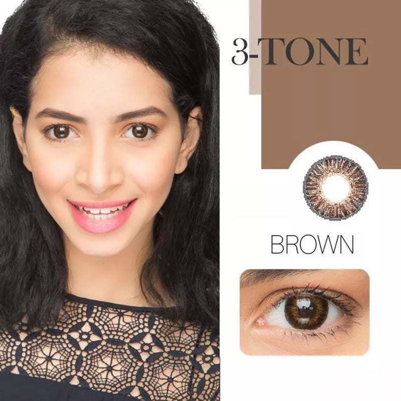 [US Warehouse] 3 Tone Brown Prescription Monthly Colored Contact Lenses