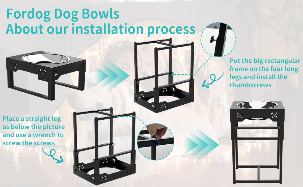 Elevated Dog Bowls Stand - Adjusts to 3 Heights for Small, Medium, and  Large Pets - Stainless-Steel Dog Bowls Hold 34oz Each by PETMAKER (Black)