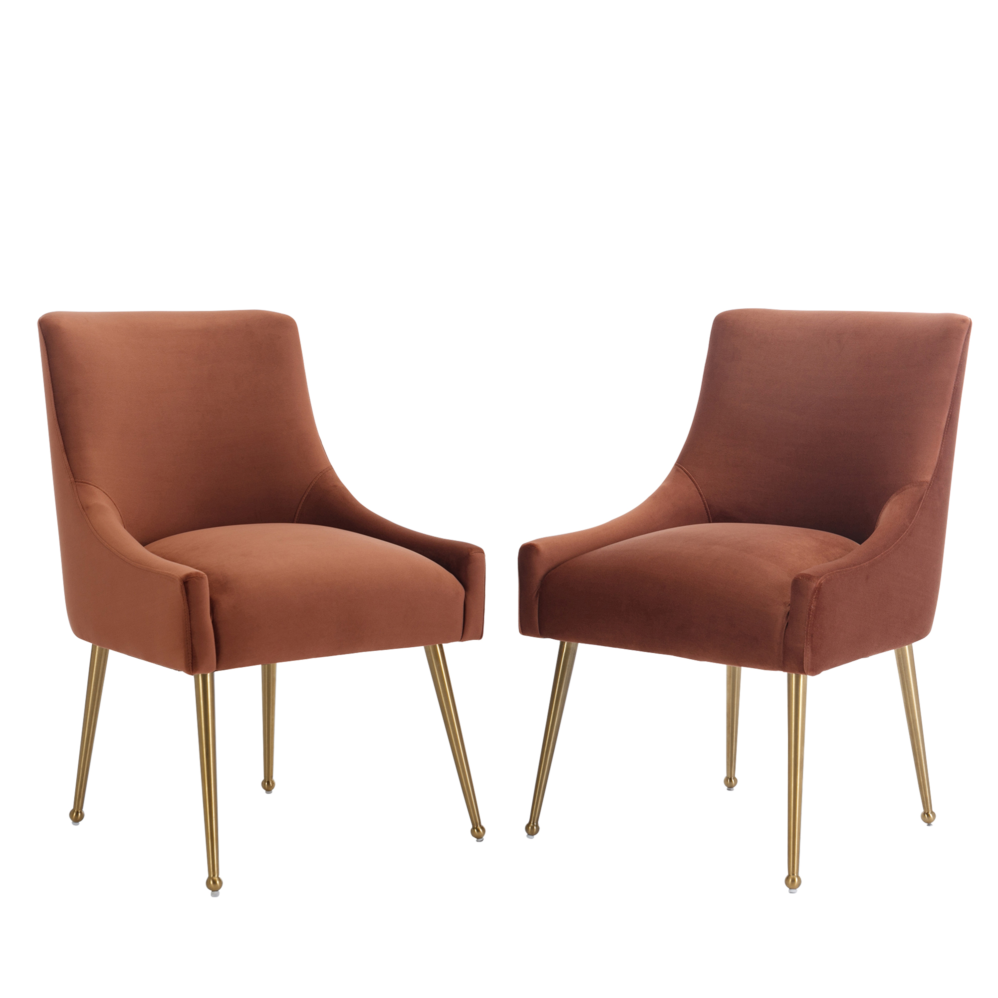 Velvet Dining Chair, Accent Side Chair With Adjustable Foot Nails, Set of 2