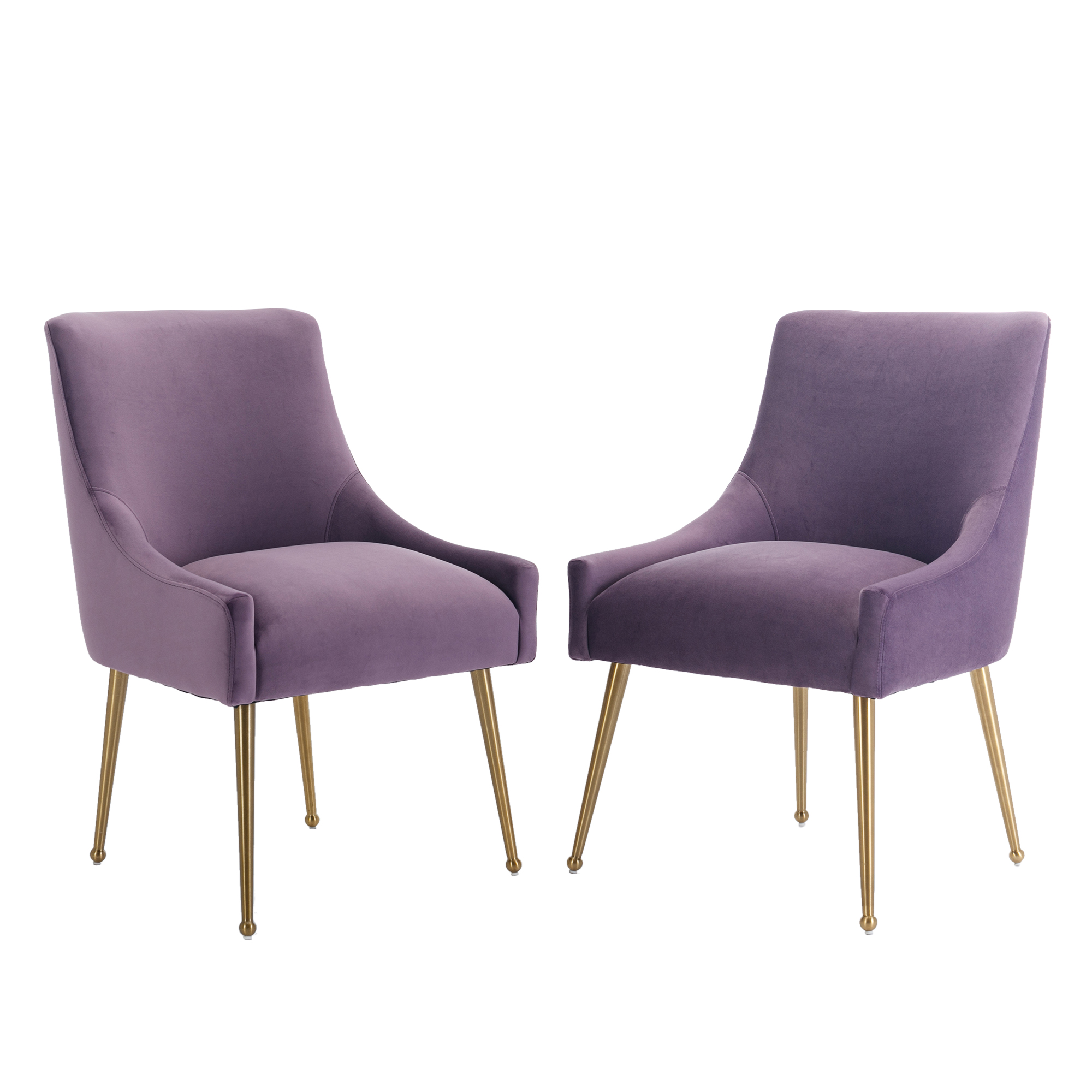 Velvet Dining Chair, Accent Side Chair With Adjustable Foot Nails, Set of 2